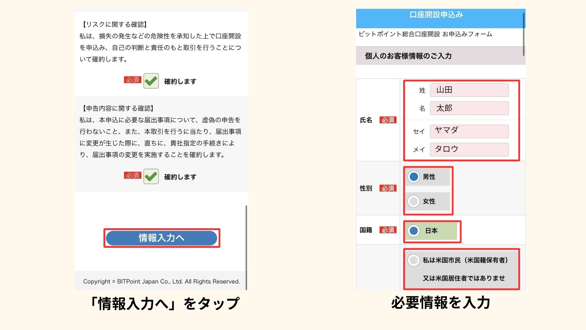 口座開設手順の図解