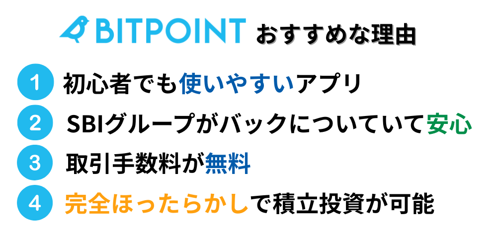 BITPOINTがおすすめな理由を説明している画像